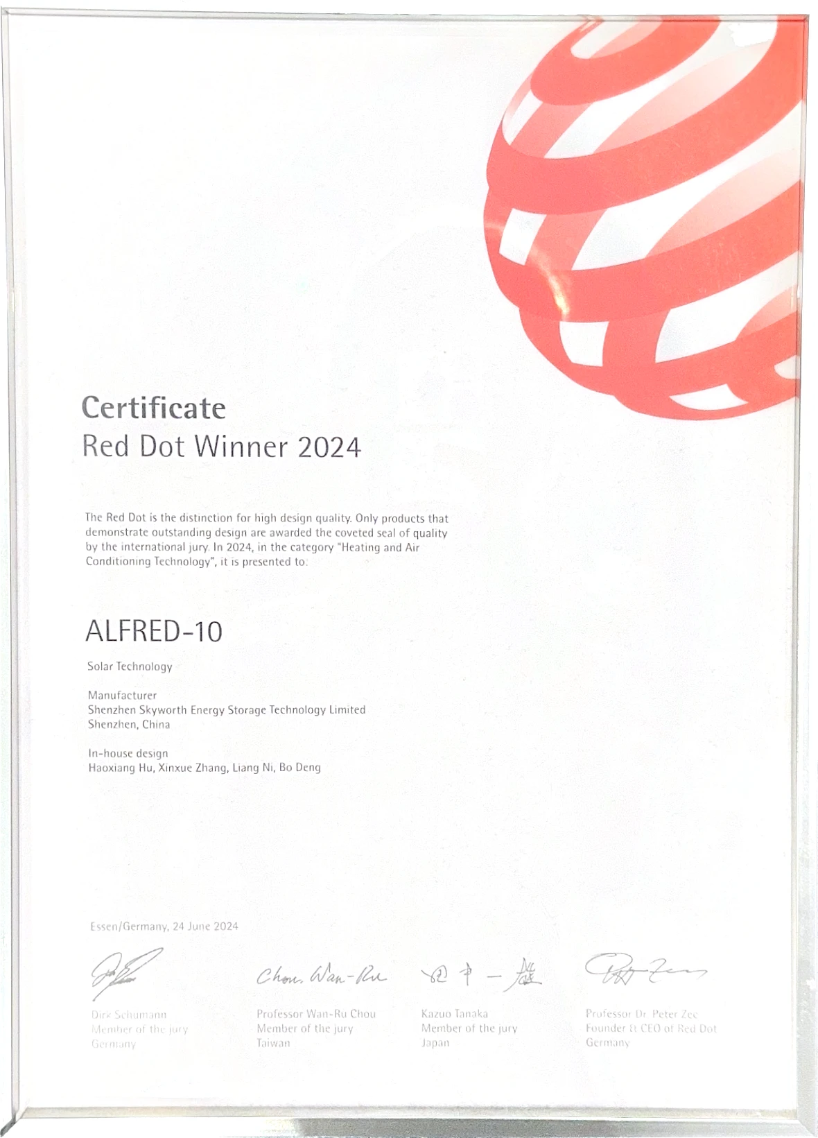 Red Dot Award — ALFRED-10 HVAC Technology